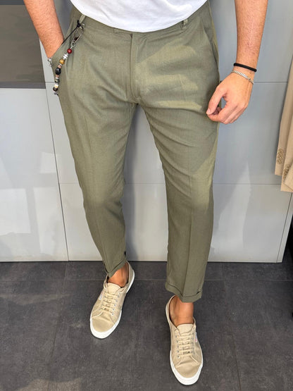 PANTALONE IN LINO DOPPIO BOTTONE