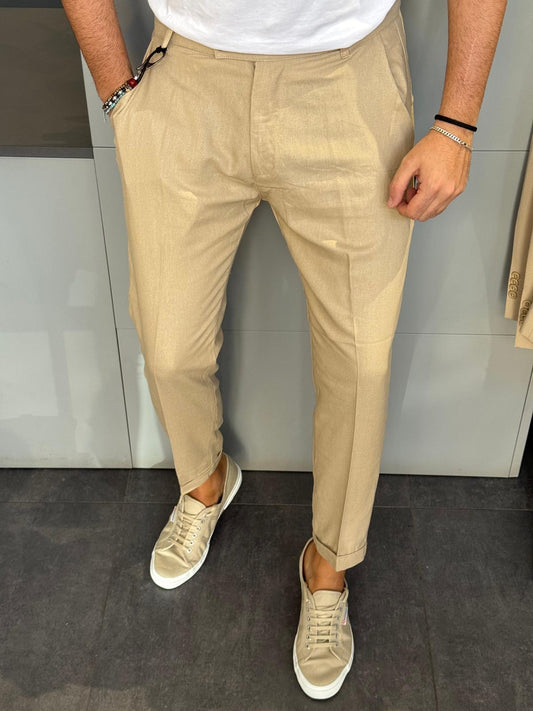 PANTALONE IN LINO DOPPIO BOTTONE