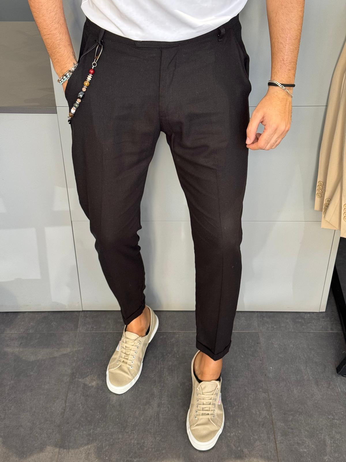 PANTALONE IN LINO DOPPIO BOTTONE