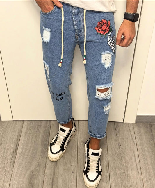 DENIM STAMPA ROSA