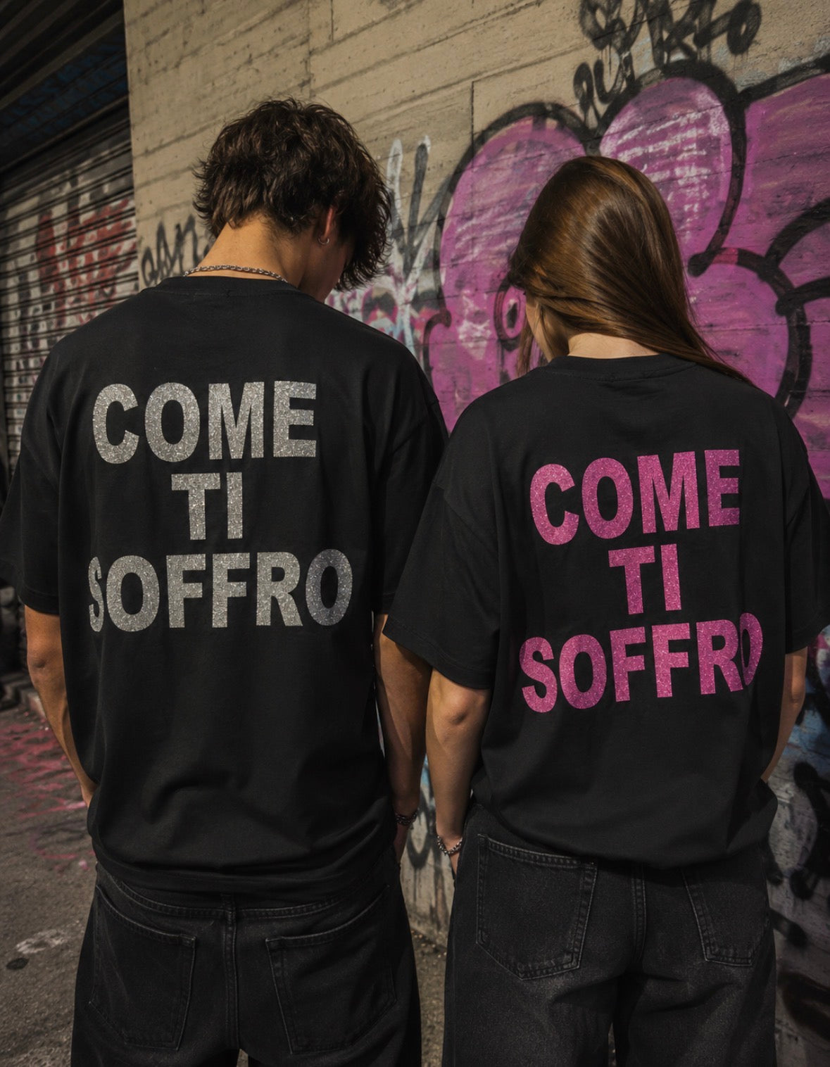 T-SHIRT COME TI SOFFRO GLITTERATA